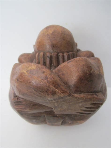 Weeping Buddha Wood Carving Meditation Figure Religious