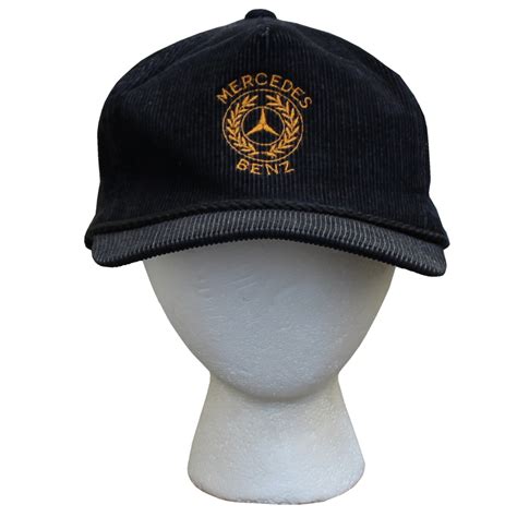 Vintage Mercedes Benz Black / Gold Corduroy Zipper Back Hat — RootsBK