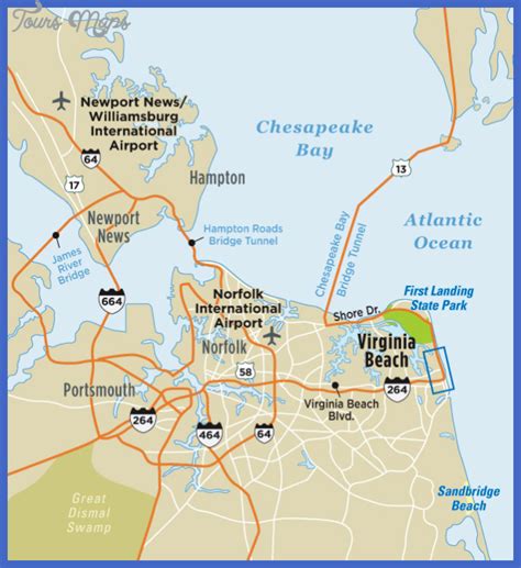 Virginia Beach Map Tourist Attractions ToursMaps | Beach Map