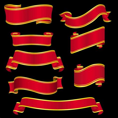 Red gilded ribbons vector | Free download