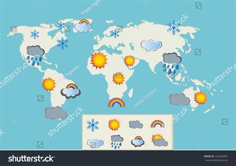 Weather World Map Retro Style Stock Vector 120424081 - Shutterstock