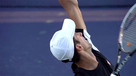 Novak Djokovic Serve in Slow Motion Back Perspective