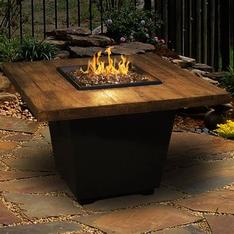 Cosmopolitan 36-inch French Barrel Oak Propane Gas Square Fire Table By ...