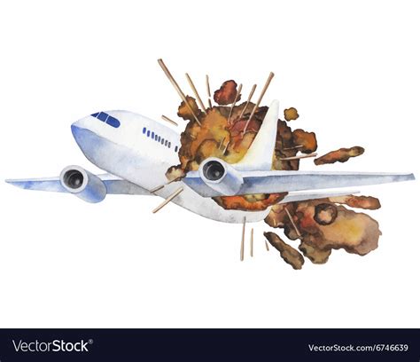 Watercolor aircraft explosion Royalty Free Vector Image