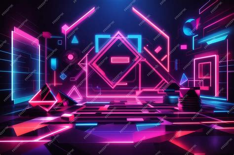 Premium AI Image | Geometric shapes neon lights background