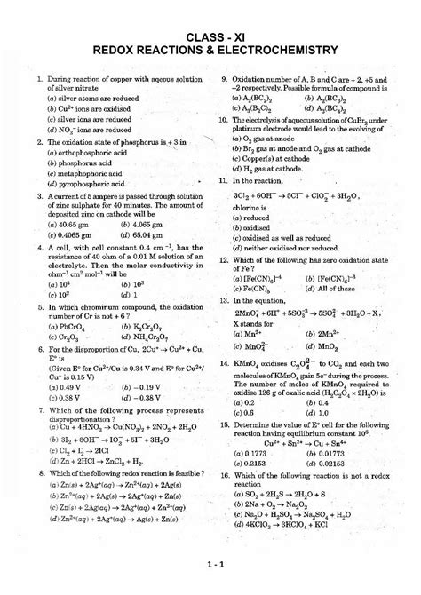 (PDF) CLASS - XI REDOX REACTIONS & ELECTROCHEMISTRY - DOKUMEN.TIPS