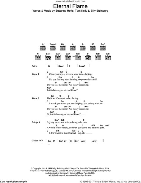 Eternal Flame sheet music for guitar (chords) (PDF) v2