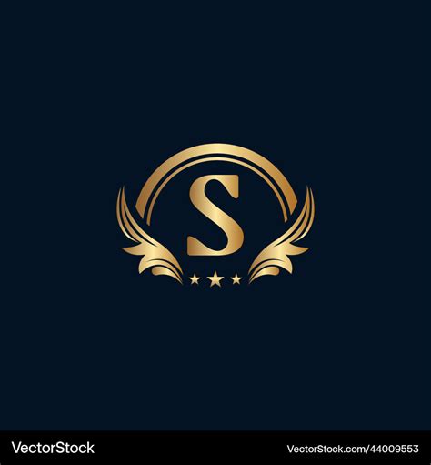 Luxury letter s logo royal gold star Royalty Free Vector