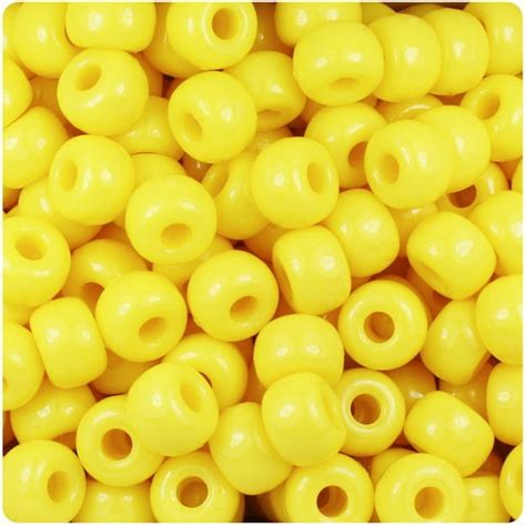 BeadTin Yellow Opaque 11mm Large Barrel Pony Beads (250pcs) - Walmart.com - Walmart.com