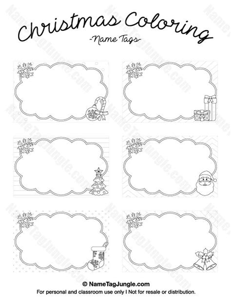 Free printable Christmas coloring name tags. The template can also be ...