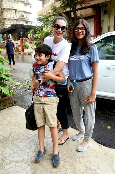 Karisma Kapoor snapped with her kids Kiaan and Samaira in Bandra ...