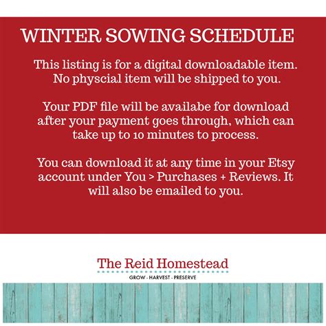 Winter Sowing Schedule Seed Starting Guide Calendar Garden Zone 8b Digital Printable Download - Etsy