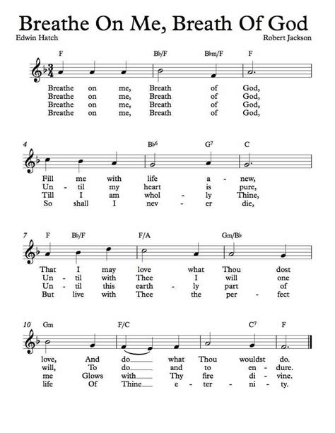 Free Lead Sheet – Breathe On Me, Breath Of God | Hymn music, Gospel ...