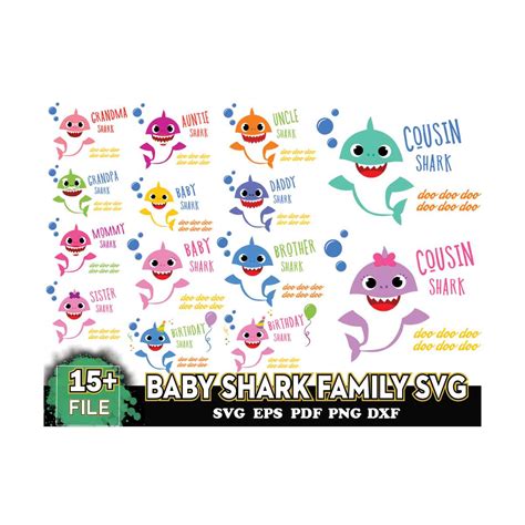 15 Baby shark Family Svg, Cute Shark Svg, Cartoon Svg - Inspire Uplift