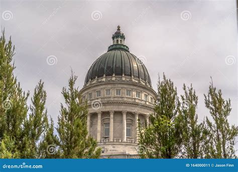 Famous Utah State Capitol Building Dome Framed with Trees Against ...