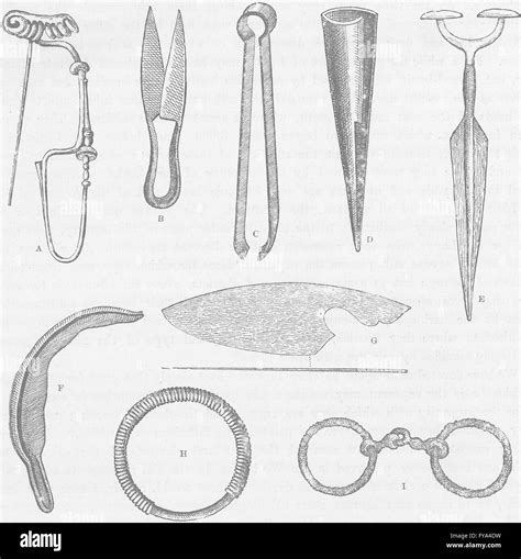 IRON AGE: Tools, weapons, and ornaments of the Early Iron Age, old print 1893 Stock Photo - Alamy