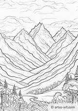 Mountains Coloring Pages » Free Download Artus Art sketch template