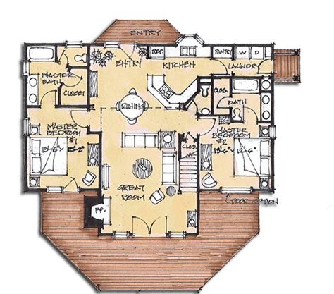 The Lake Lure Lodge Comfy Cabin Home Plan: | Log home floor plans ...