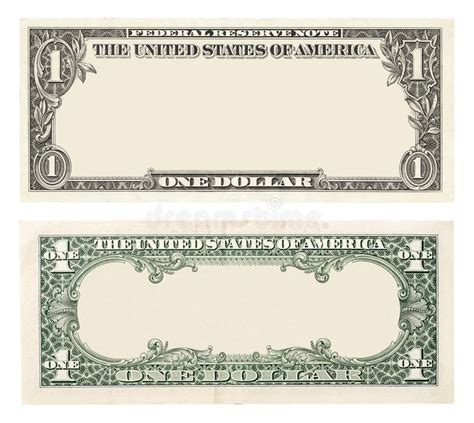 Blank one dollar bill. Blank front and back 1 dollar banknote isolated ...