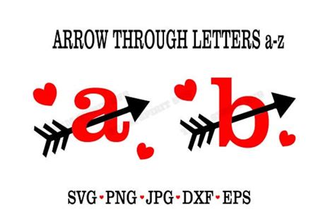 Arrow Font SVG DXF EPS Png Heart Letters Arrow Alphabet - Etsy