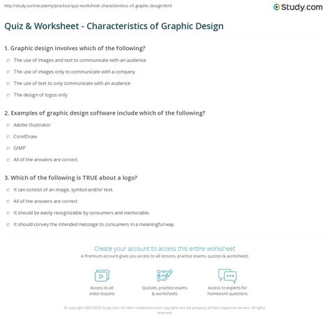 Quiz & Worksheet - Characteristics of Graphic Design | Study.com