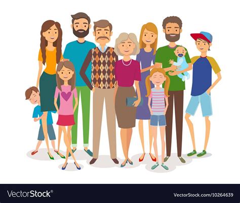 Big happy family Several generations Royalty Free Vector Illustration Art Drawing, Family ...