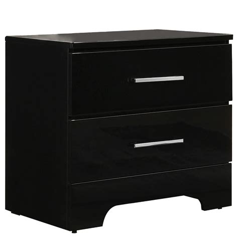 Lacquer Nightstand with 2 Drawers, High Gloss Black - Walmart.com - Walmart.com