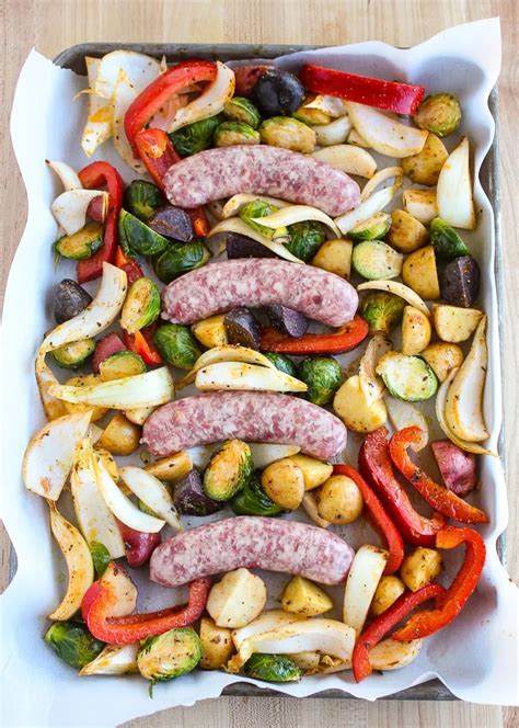 Sheet Pan Dinner with Bratwurst and Roasted Vegetables - Lisa's ...