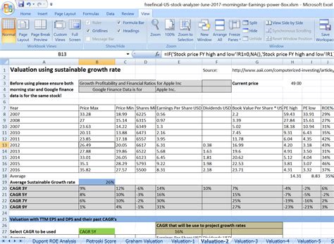 Stock Analysis Spreadsheet pertaining to Stock Analysis Spreadsheet For ...