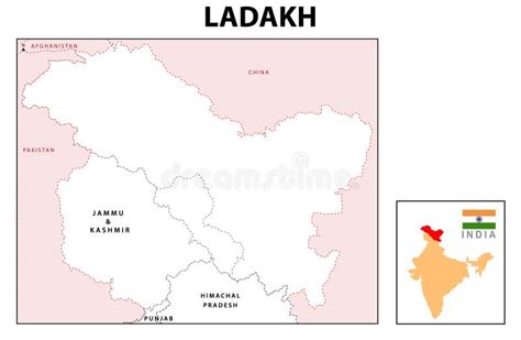 Ladakh Map District Map of Ladakh. Ladakh Map with District and Capital ...