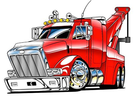 Cartooned Big Rig Tow Truck T-Shirt Art | Tow truck, Trucks, Truck art