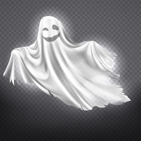 Free Vector | Illustration of white ghost, smiling phantom silhouette ...