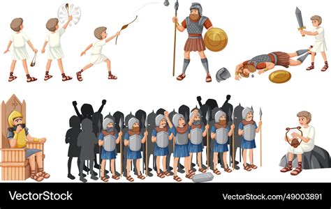 David and goliath cartoon of bible story Vector Image