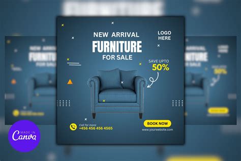 Furniture Canva Design Template | Social Media Templates ~ Creative Market