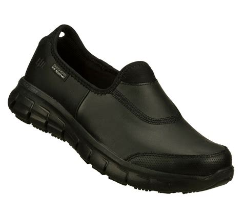 Skechers Wide Width Fit Shoes Work Black Women Memory Foam Slip Resistant 76536 - Occupational