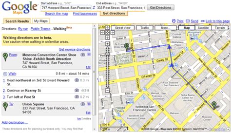 Walking Directions in Google Maps