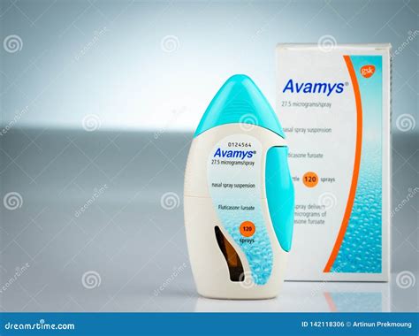 Avamys Nasal Spray Suspension. Fluticasone Nasal Spray Bottle. Steroid Nasal Spray Isolated On ...