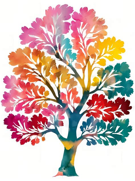 Watercolor Painting Of A Leafy Oak Free Stock Photo - Public Domain Pictures