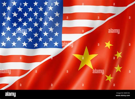 Mixed USA and China flag, three dimensional render, illustration Stock ...