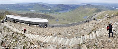 The £8m facelift for Britain's 'highest slum': Snowdon summit cafe reopens on the mighty ...