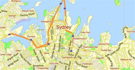 Sydney Vector Map Australia Exact Printable City Plan Editable Adobe ...