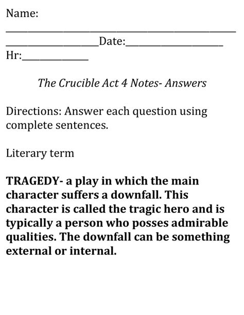 Act 4 Crucible notes