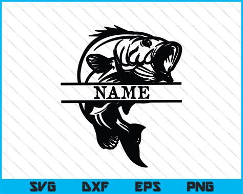 Bass fish monogram Fishing SVG PNG Files – creativeusart