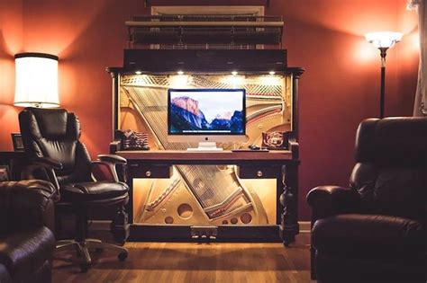 Man's DIY Transforms a Discarded Piano Into a Stunning Piano Desk