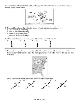 Worksheet - Weather Fronts *Editable* | TpT