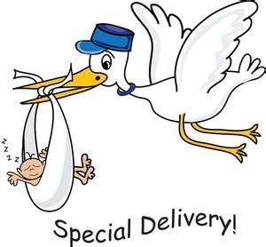 Stork Clipart Image - "Special Delivery" cartoon showing a stork delivering a baby | Diaper ...