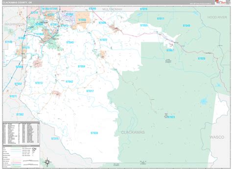 Clackamas County, OR Wall Map Premium Style by MarketMAPS - MapSales