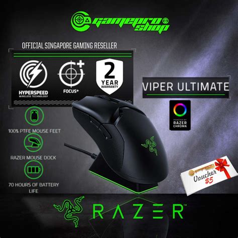 Razer Viper Ultimate Hyperspeed Lightweight Wireless Gaming Mouse & RGB ...