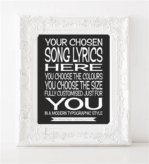 Song lyrics wall art custom lyric art by PinkMilkshakeDesigns