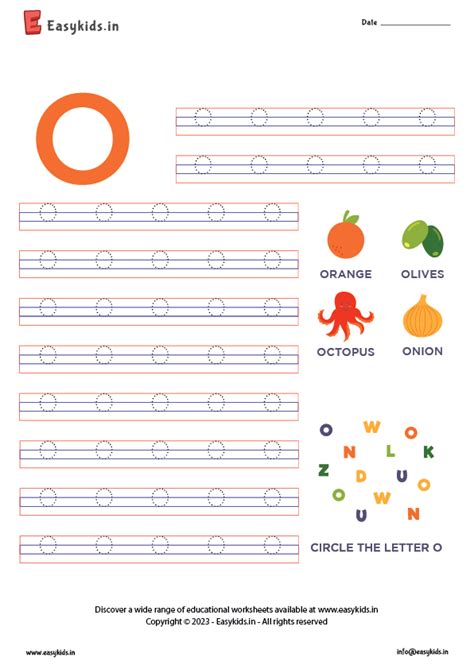 Alphabet O worksheet – capital - EasyKids.in